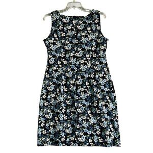 CDC Women's Vintage Blue & White Daisy Floral Sleeveless Shift Dress Size 10